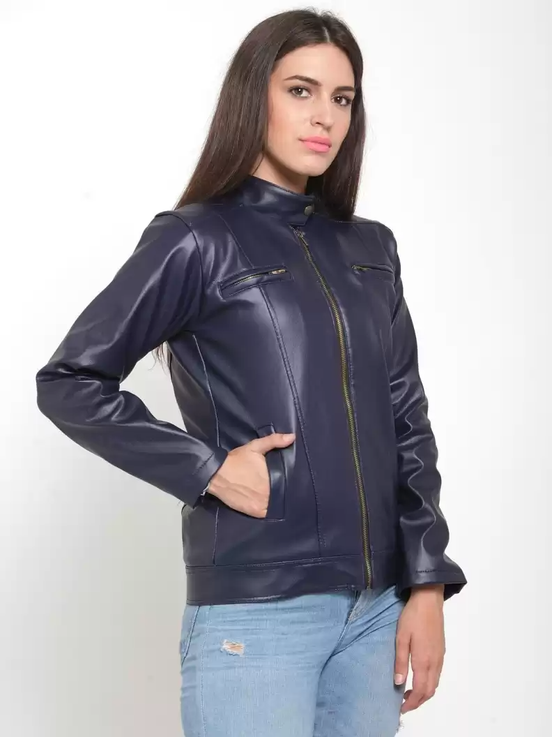 TANDUL  Full Sleeve Solid Women Leather Jacket