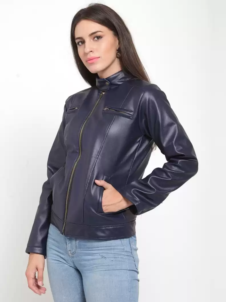 TANDUL  Full Sleeve Solid Women Leather Jacket