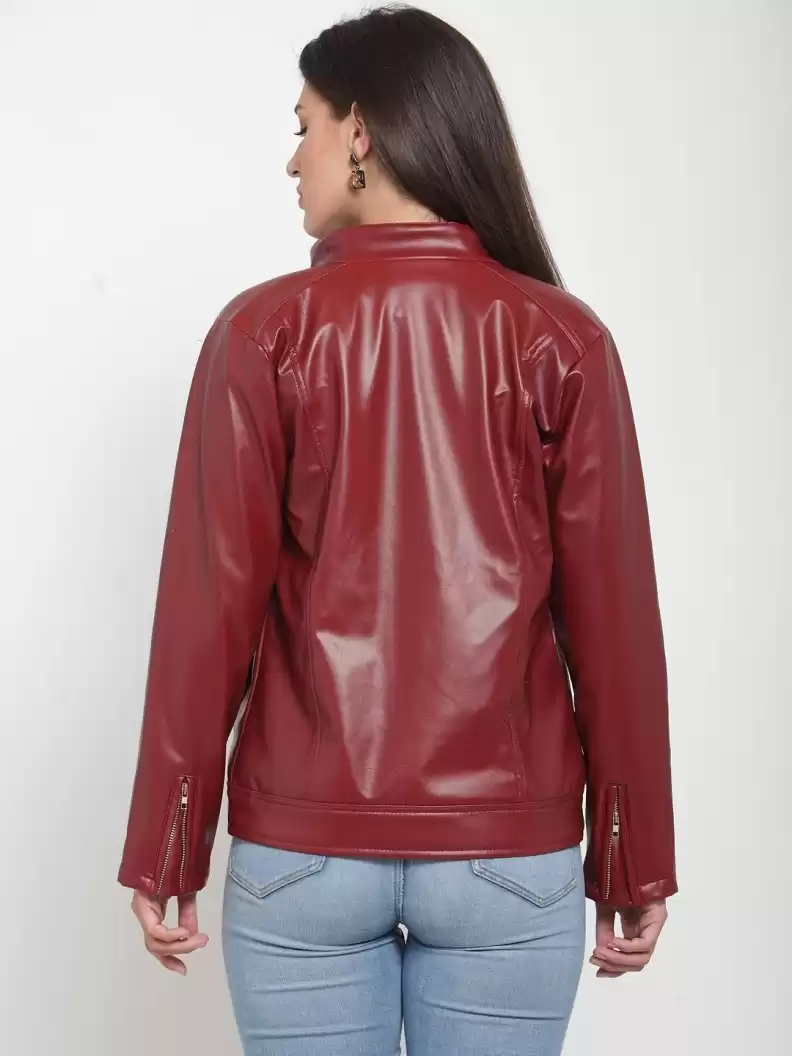 TANDUL  Full Sleeve Solid Women Leather Jacket