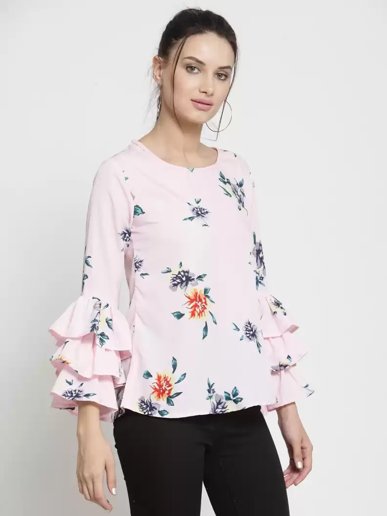 Casual Layered Printed Women Multicolor Top