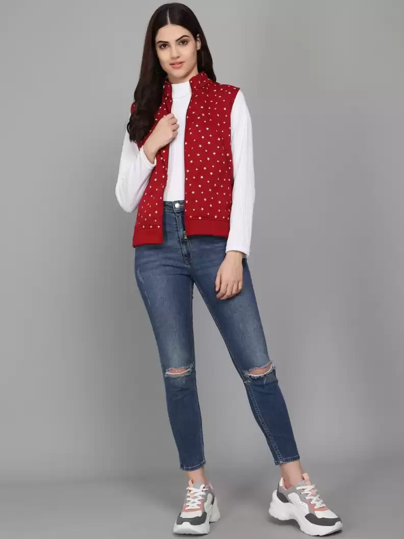 TANDUL  Sleeveless Printed Women Casual Jacket