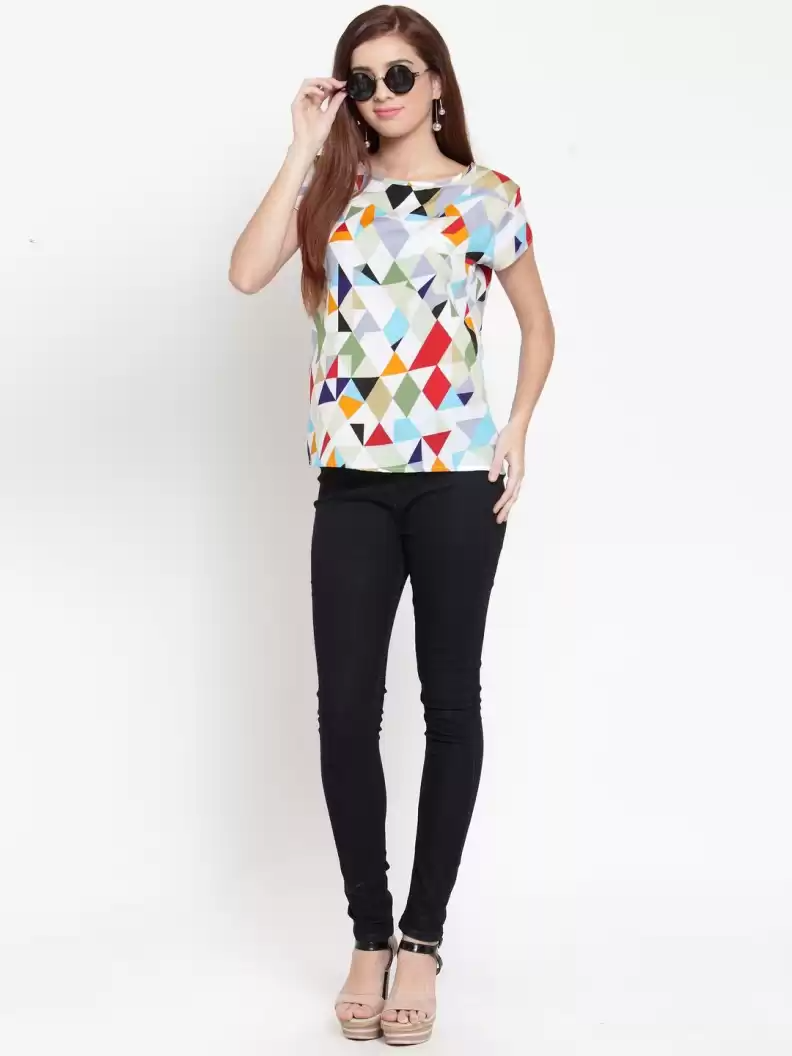 TANDUL  Casual Regular Sleeves Printed Women Multicolor Top