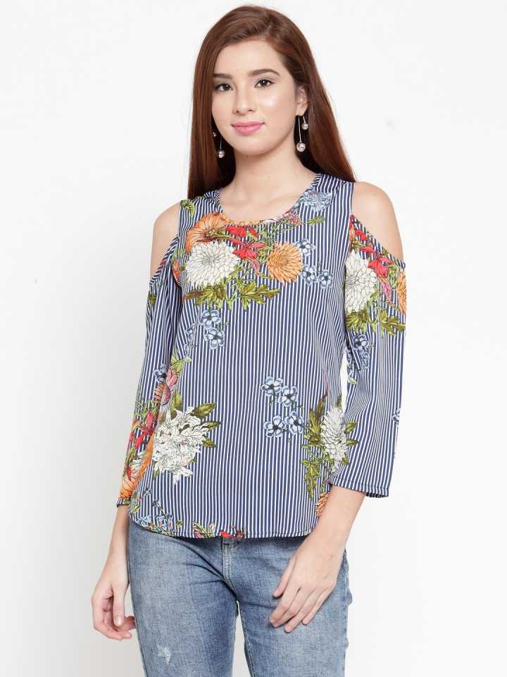 Casual Regular Sleeves Striped Women Multicolor Top