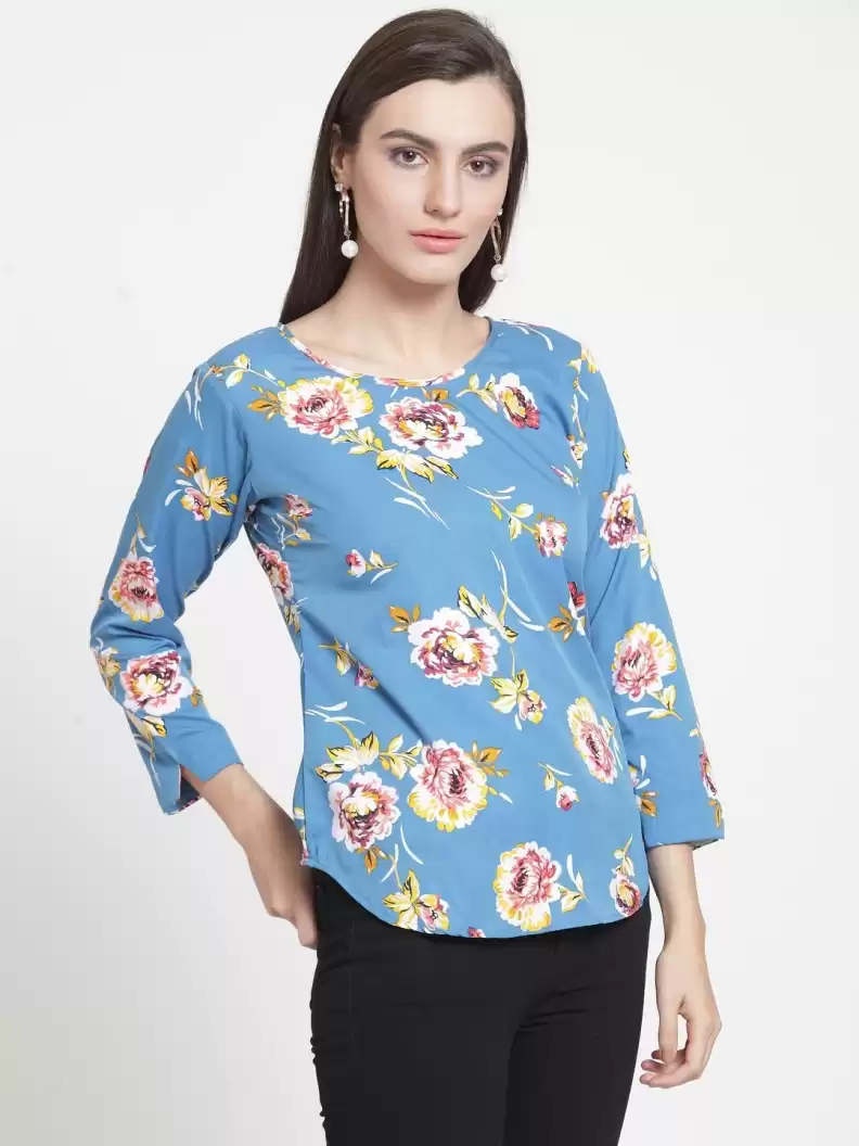 TANDUL  Party Regular Sleeves Floral Print Women Multicolor Top