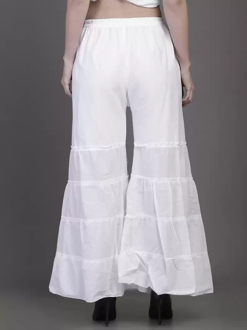 TANDUL  Regular Fit Women White Rayon Trousers