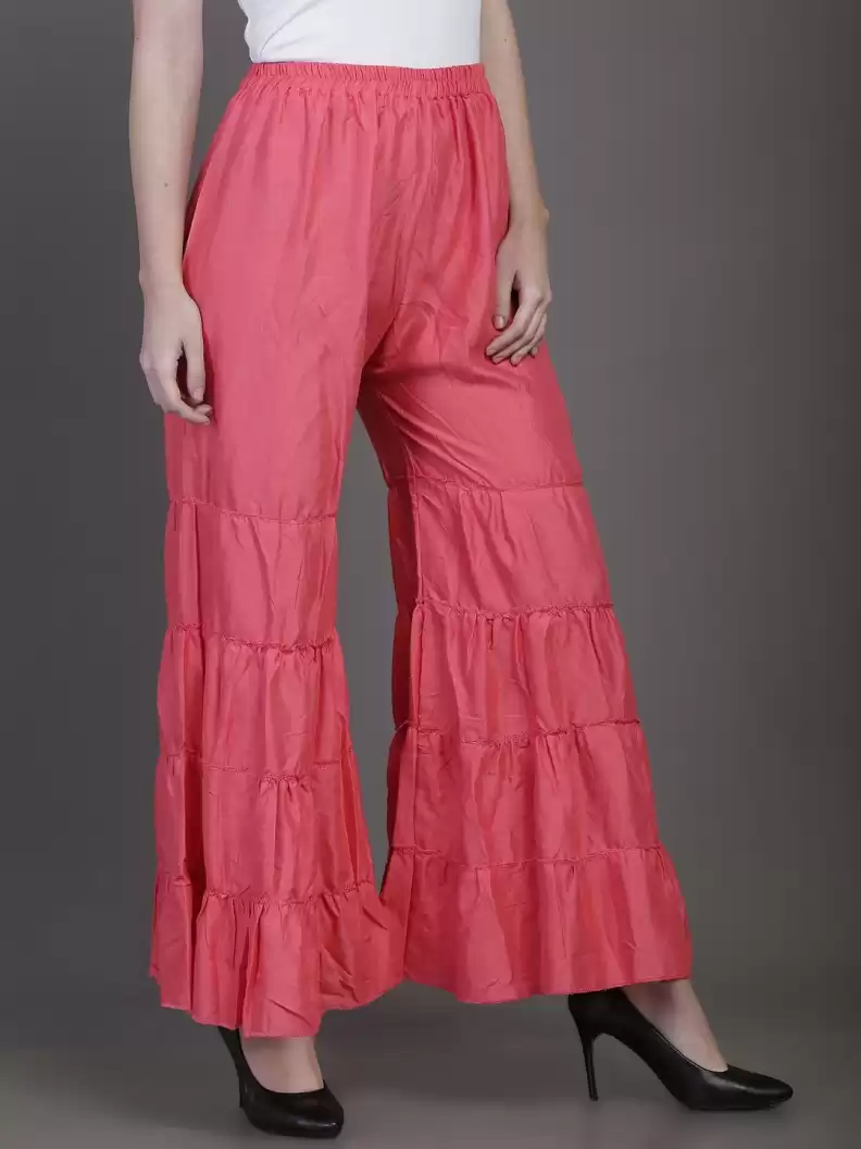 TANDUL  Regular Fit Women Pink Rayon Trousers