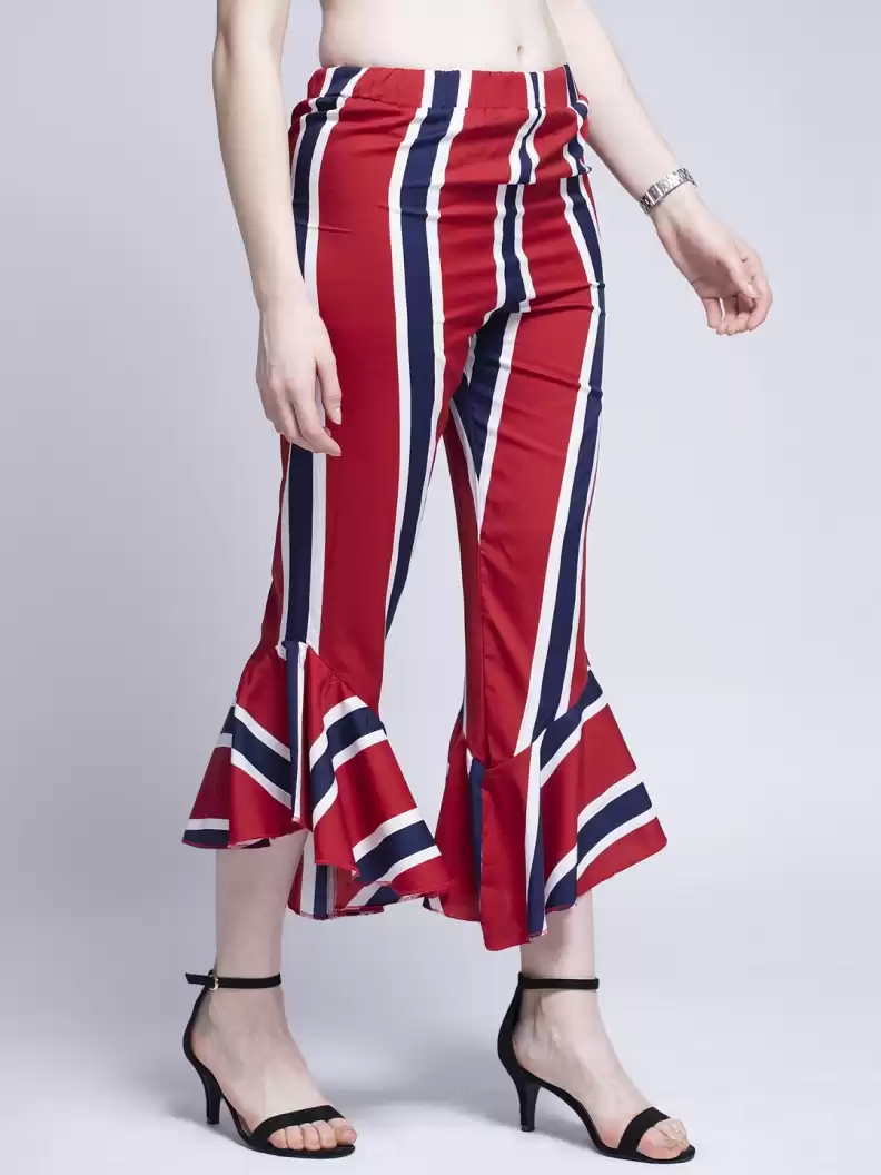 TANDUL  Regular Fit Women Multicolor Crepe Trousers