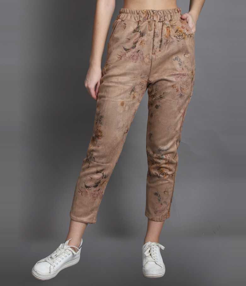 Regular Fit Women Brown Lycra Blend Trousers