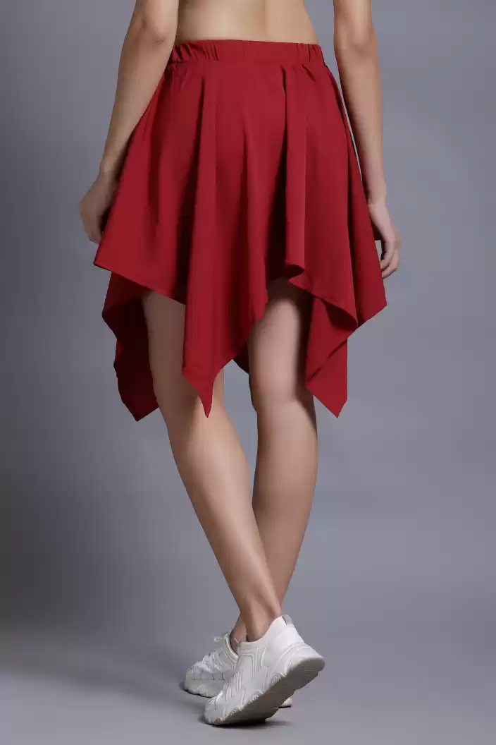 TANDUL  Women Solid Flared Maroon Skirt