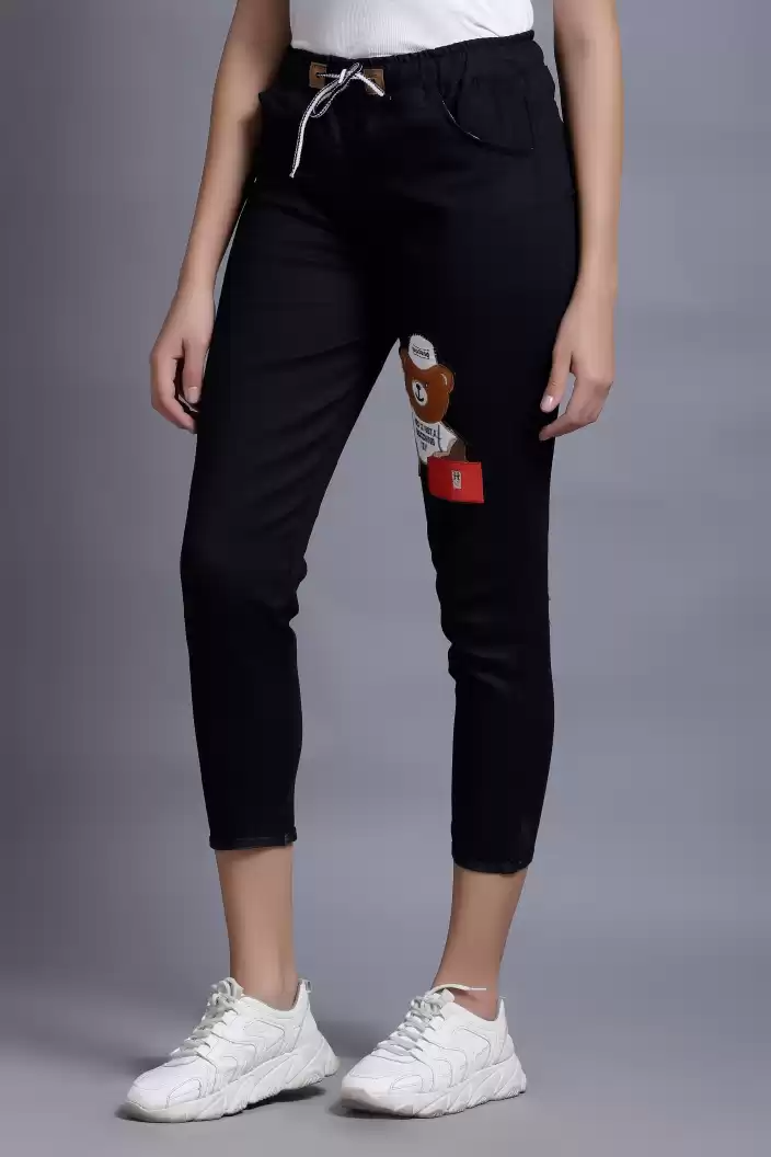 TANDUL  Regular Fit Women Black Lycra Blend Trousers