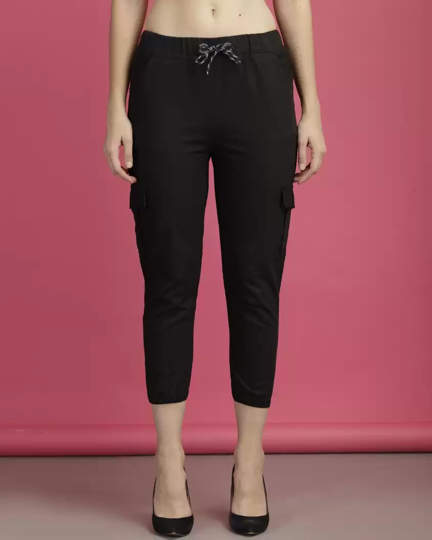 TANDUL  Regular Fit Women Black Pure Cotton Trousers