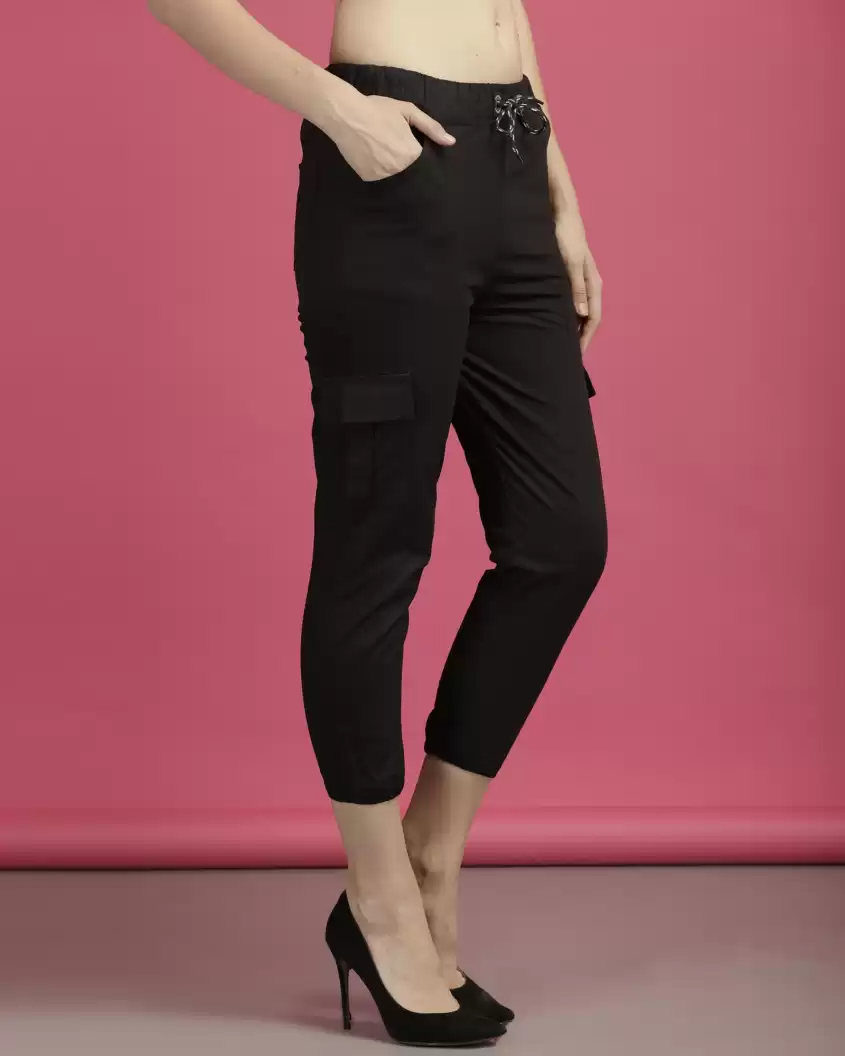 TANDUL  Regular Fit Women Black Pure Cotton Trousers