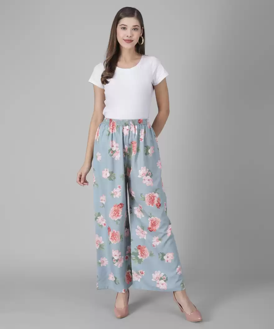 TANDUL  Relaxed Women Multicolor Crepe Trousers