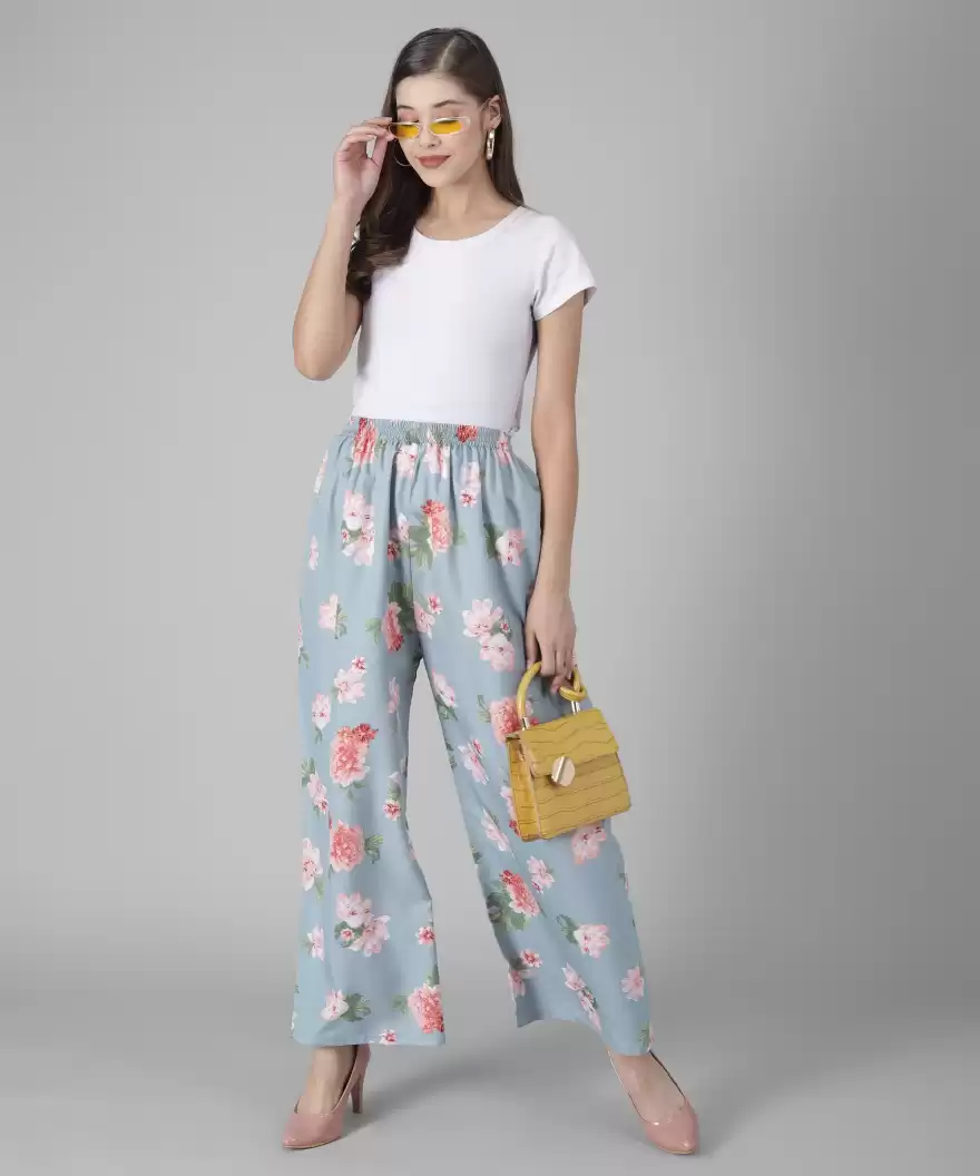 TANDUL  Relaxed Women Multicolor Crepe Trousers